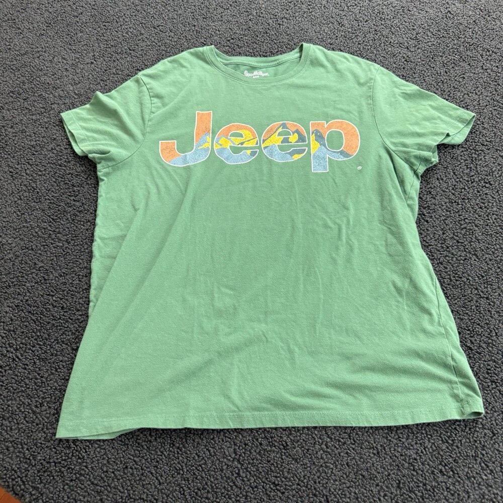 Jeep Goodfellow & Co T Shirt XL Green Shirt Sleeve Cotton Logo